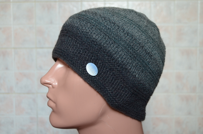 Модная мужская шапка Vizio Италия 5650 серо -  синяя