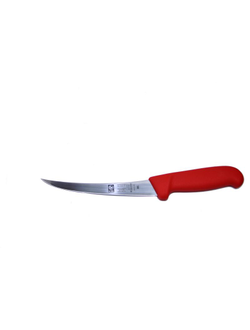 Нож обвалочный 150/290 мм. изогнутый (полугибкое лезвие) красный SAFE Icel /1/6/
