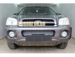 Защита радиатора Hyundai Santa Fe 2000-2006 (2 части) chrome верх