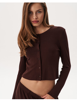 Кардиган из мягкого трикотажа (шоколадный)