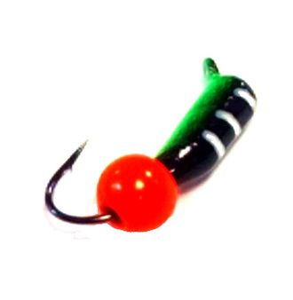 Мормышка вольфрамовая Столбик чёрн шарик красный вес.0.30gr.10mm. d-2.0mm.
