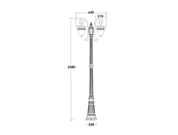 Садово-парковые светильники KRAKOW 1  2L(столб 2 фонаря 204см ;