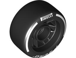 Wheel 24 x 13.4 with Pin Hole with Molded Black Hard Rubber Tire and Printed White PIRELLI, P ZERO and Arcs Pattern, Black (105162pb04 6538248)