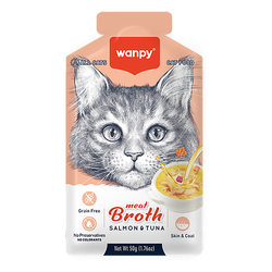 Wanpy Cat (Ванпи кэт) Влажный корм для кошек "Бульон" с лососем и тунцом, 50 г