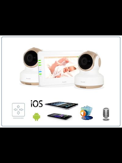 Ramili Baby RV1000X2 Двух режимная  видеоняня, монитор сенсорный 4,2" (11 см.) и моторизированная видеокамера 2 штуки. Датчик температуры. HD