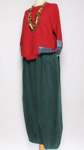 Брюки Бохо вельветовые "Бананы крупный вельвет" малахит  р.50-54