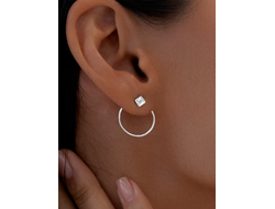 Серьги джекеты с ромбиком