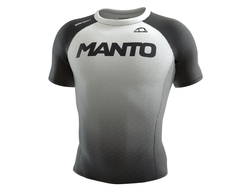 Купить футболку MANTO rashguard RANK white в черно-белом цвете для тренировок фото вид спереди