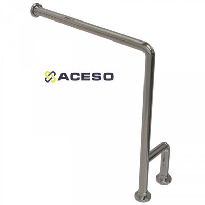 Поручень опорный стационарный Г-образный, 850 x 750 Левое или правое исполнение с доп ножкой  возле унитаза