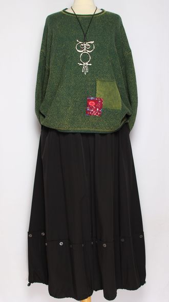 Брюки-юбка  "Широкие с клепками" черные до р.54