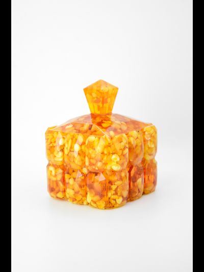 Шкатулка "Царская" с белым янтарем