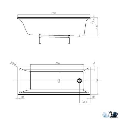 Ванна Azario Liliana 170x70 см AV.0012170, акриловая, прямоугольной формы