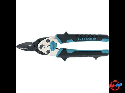 Ножницы по металлу PIRANHA, 190 мм, прямой рез, сталь-СRM, двухкомпонентные рукоятки GROSS