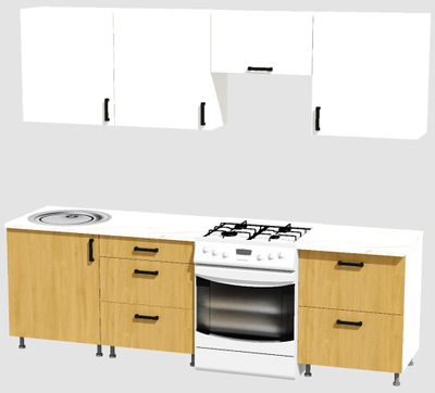 Кухня Эконом 1,8 метра (600х600х600) Цвет: Белый/Дуб Сонома