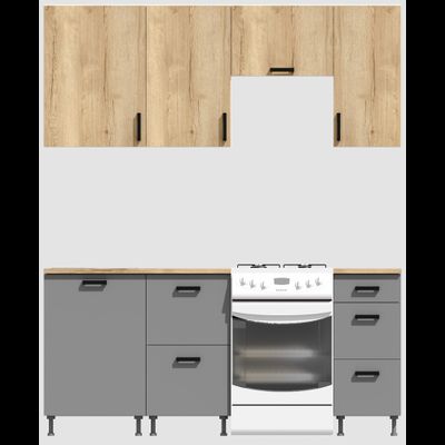 Кухня эконом 1,5 метра (600х500х400) Цвет: Дуб Вотан/Базальт