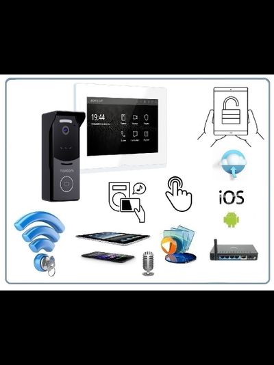 IMPULSE 7 IP WIFI KIT WHITE - комплект из 7" HD сенсорного WIFI монитора и вызывной панели с считывателем RFID-ключей Mifare, встроенный регистратор (фото) (Tuya/Smart Life)