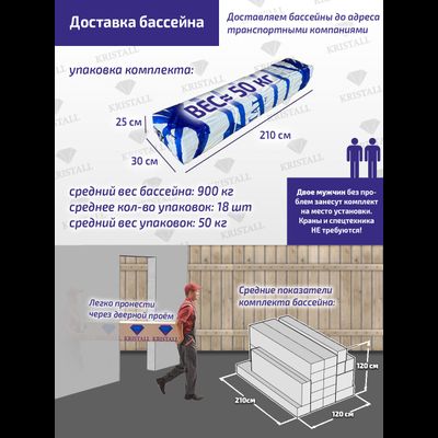 Деревянный бассейн "Енисей" 550 х 370 см глубиной 145 см от Кристалл