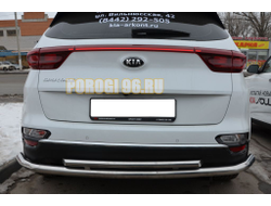 Защита заднего бампера угловая большая двойная d60/42 для Kia Sportage 2018-2021