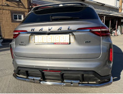 Защита заднего бампера угловая большая двойная d60/42 для Haval F7 2022-2024