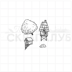 штамп домики  у моря