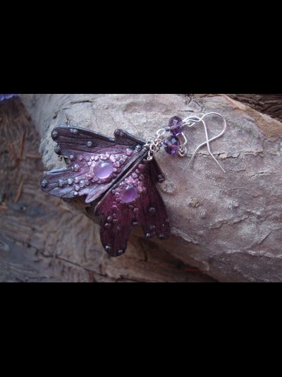 Волшебные серьги с аметистом "Крылышки Причудливой Феи"