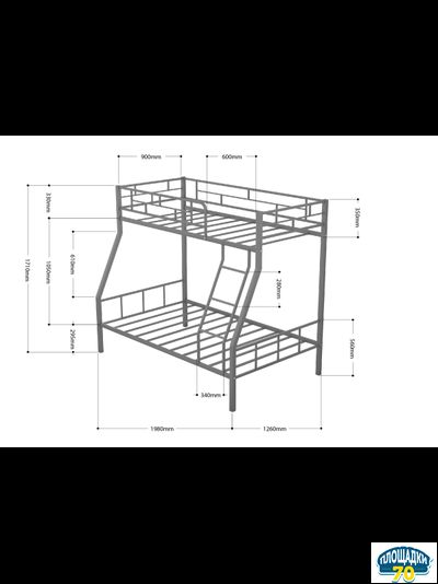 Двухъярусная кровать Раута Черный ящики полка дуб крафт табак
