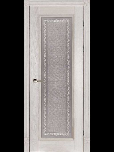 Дверь  Аристократ 5 белый дуб с вертикальным стеклом