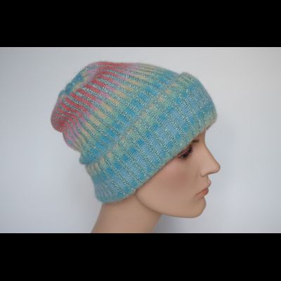Вязаная шапка бирюзовая разноцветная Vizio Италия 8012 CRY