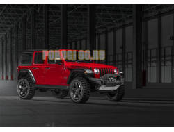 Бампер силовой передний длинный с лайтбаром AL (черный)  (без номерной рамки) для Jeep Wrangler JK, JL, все комплектации (2007-2018, 2017-...)