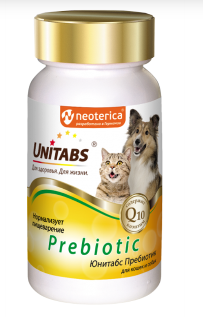 Пребиотический комплекс для собак и кошек Unitabs Prebiotic для нормализации пищеварения, 100 таб.