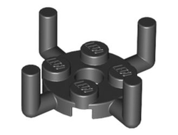 Plate, Round 2 x 2 with Pin Hole and 4 Bar Arms Up, Black (98284 / 4650145 / 6313508)