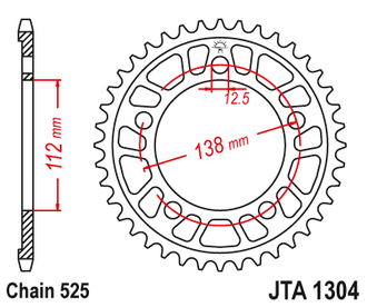 Звезда ведомая алюминиевая JT JTA1304.44 (JTA1304-44) (A1304-44) для Honda Road