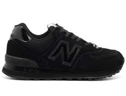 New Balance 574 Черные полностью, замшевые (41-45) Арт. 394M-A