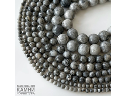 "Яшма картографическая" метаморфит. горная порода с включениями, шары 6,8-6,9/8,5-8,8/10,2-10,4/12,4-12,7 мм, цена за нить 38 см