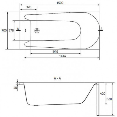 Акриловая Ванна Cersanit Lorena 150х70