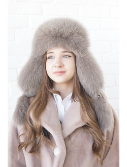 Ушанка "Полярная звезда" цвет кофе с молоком узор + кофе с молоком