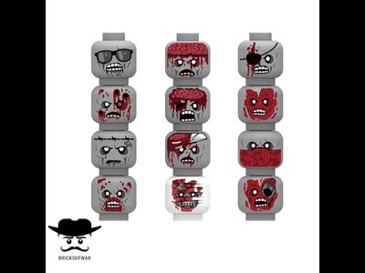 Конструктор зомби головы для фигурок Лего, 12 штук