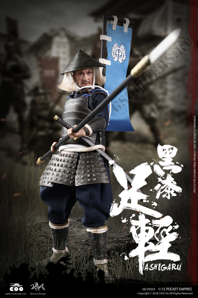 Асигару с яри - Коллекционная фигурка 1/12 PALM EMPIRES - BLACK ARMOR ASHIGARU (PE009) - COOMODEL