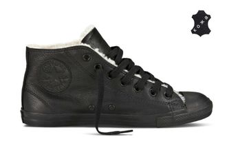 Кеды Converse зимние кожаные черные