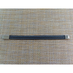 Браслет кожа натуральная черная для лазерной гравировки ширина 12 мм с металлической пластиной, L=21 см