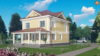 Красивый коттедж из газобетона. Два этажа. Проект №91.