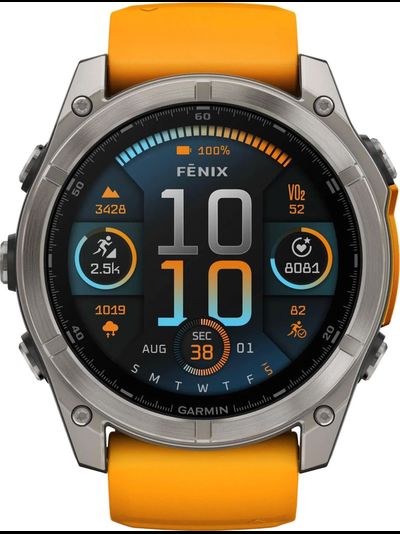 Часы Garmin Fenix 8 -51mm Sapphire Titan Spark Orange / Graphite