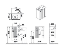 Модуль с круглой раковиной, Vitra Root Groove, 45 см, с дверцей, матовый темно-синий, правосторонний, 69203