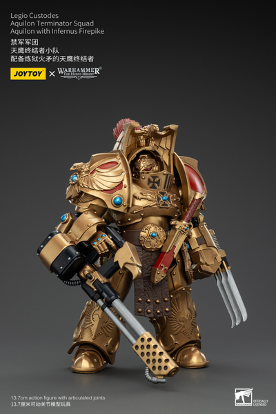 Легио Кустодес - Терминатор-Аквилон (Warhammer Horus Heresy) - КОЛЛЕКЦИОННАЯ ФИГУРКА 1/18  Legio Custodes Aquilon Terminator with Infernus Firepike (JT00768) - JOYTOY