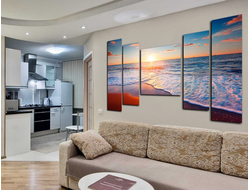 Модульная картина "Волны закат спокойствие"