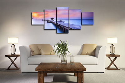 Модульная картина "Закат на причале"