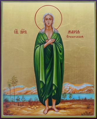 Мария Египетская, Святая Преподобная. Рукописная икона.