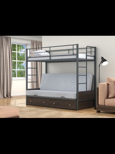 Двухъярусная кровать-диван Дакар 1 Серый (вставки венге)