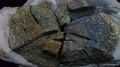 Пирит, "спектропирит", в полости конкреции. Россия. 150*100*80мм