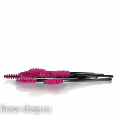 Нейлоновые щеточки для бровей розовые 50шт/уп